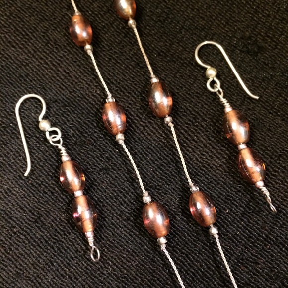 Hand Made Glass Bead Choker and Earrings Set - Picture 6 of 8